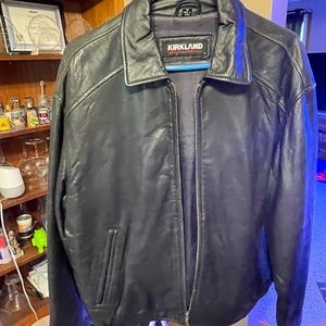 Men’s black leather jacket